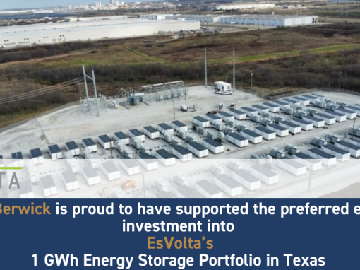 Leo Berwick supports the preferred equity investment into EsVolta’s 1 GWh Energy Storage Portfolio in Texas